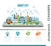 smart city on a digital tablet... | Shutterstock .eps vector #524444896