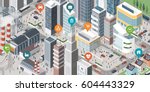 isometric smart city with... | Shutterstock .eps vector #604443329