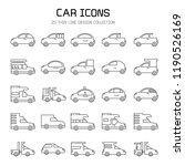 car and vehicle icon set  line... | Shutterstock .eps vector #1190526169