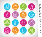 fitness icons set  colorful... | Shutterstock .eps vector #224289799