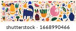 doodles collection. decorative... | Shutterstock .eps vector #1668990466