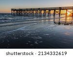Small photo of Sunset on The Isle of Palms Pier, Isle of Palms Beach, Sullivan's Island, South Carolina, USA