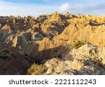 Small photo of Wall of Rock Formations on The Notch Trail, Badlands National Park, South Dakota, USA