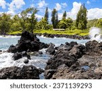The Volcanic Shoreline at Keanae Lookout, Keanae, Maui, Hawaii, USA