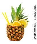 Tasty drink in pineapple...