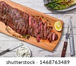 Grilled skirt steak sliced with ...