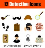 Detective Icon Set. Flat Design....