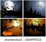 set of halloween greeting cards.... | Shutterstock . vector #330499523