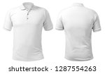 Blank collared shirt mock up template, front and back view, isolated on white, plain t-shirt mockup. Polo tee design presentation for print.