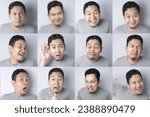 Funny asian male with various...