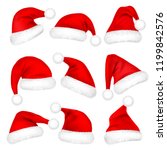 christmas santa claus hats with ... | Shutterstock .eps vector #1199842576