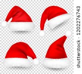 christmas santa claus hats with ... | Shutterstock .eps vector #1202276743