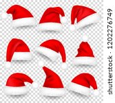 christmas santa claus hats with ... | Shutterstock .eps vector #1202276749