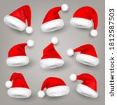 christmas santa claus hats with ... | Shutterstock .eps vector #1812587503