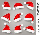 christmas santa claus hats with ... | Shutterstock .eps vector #1834776733