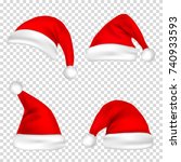 christmas santa claus hats set. ... | Shutterstock .eps vector #740933593