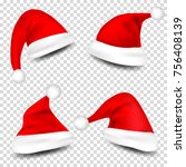 christmas santa claus hats with ... | Shutterstock .eps vector #756408139