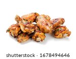 Baked chicken wings isolated on white background