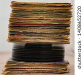 Stack Of 45 Rpm Vinyl Records...