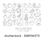 set of flat fruits and... | Shutterstock .eps vector #308936573