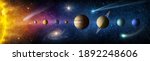 Sun, planets of the solar system and planet Earth, galaxies, stars, comet, asteroid, meteorite, nebula. Space panorama of the universe. Elements of this image furnished by NASA