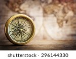 Old Compass And Vintage Map....