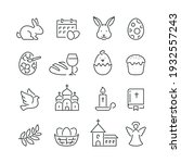 easter related icons  thin... | Shutterstock .eps vector #1932557243