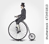 Sketch Of Victorian Man Riding...