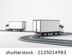Two White Trucks Isolated Over...