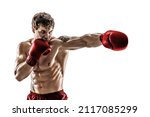 Studio Shot Of Athlete Boxer...