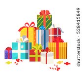 big pile of colorful wrapped... | Shutterstock .eps vector #528415849