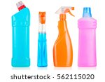 set of cleaning products for home cleaning isolated on white background