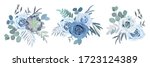 floral set with  blue roses ... | Shutterstock .eps vector #1723124389