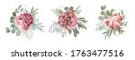 floral set with peonies ... | Shutterstock .eps vector #1763477516
