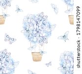 Watercolor Pattern With Blue...