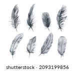 watercolor feathers set. hand... | Shutterstock . vector #2093199856