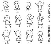 A Set Of Stick Figures In Many...