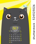 cute black cat on a yellow... | Shutterstock .eps vector #524525026