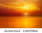 Magical Orange Sunset Over Sea