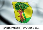 3D Illustration of a waving Switzerland city flag of Risch Rotkreuz