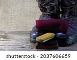 Army Boots With Shoe Brushes...