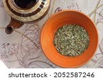Ceramic Bowl With Green Herbal...