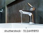 Open chrome faucet washbasin