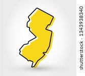 yellow outline map of New Jersey, stylized concept