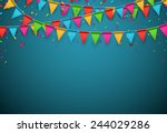 celebrate banner. party flags... | Shutterstock .eps vector #244029286