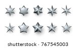 Set Of Grey 3d Stars Isolated...