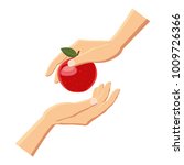 Hand Giving Red Apple Icon....