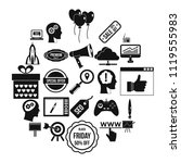 media center icons set. simple... | Shutterstock .eps vector #1119555983