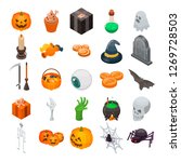 halloween icon set. isometric... | Shutterstock . vector #1269728503