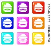 burger icons set 9 color... | Shutterstock .eps vector #1336784033